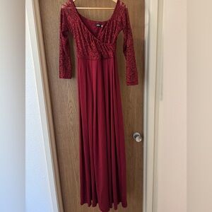 Molli Deep Red Floral Long Sleeve Dress